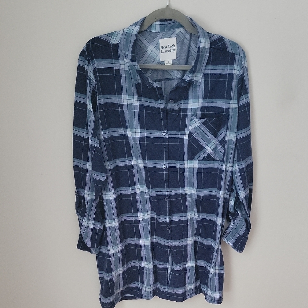 New York Laundry Plaid Button-Up Shirt